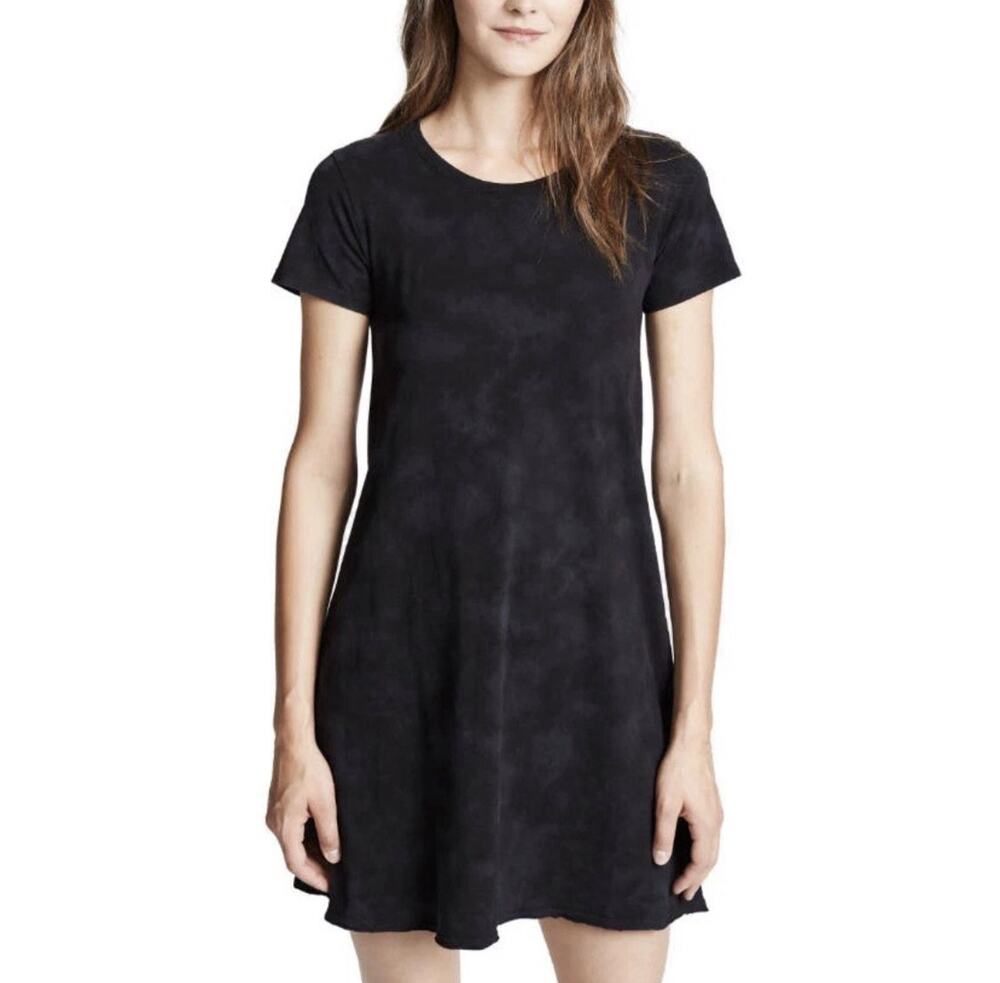 ATM Anthony Thomas Melillo Tie Dye Cotton T-Shirt Dress Black Gray Women's M